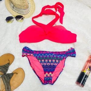 PINK VS Push-up Bikini Pink Tribal Size Small